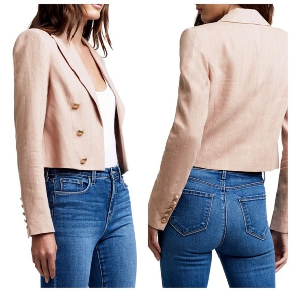 L’AGENCE Inez Linen Blend Crop Blazer - Picture 4 of 15